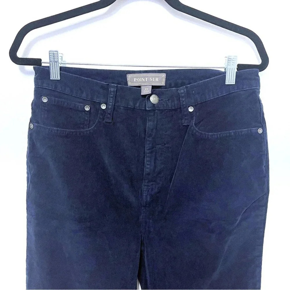 Point Sur J. Crew Navy Corduroy Skinny Flare Boot Cut Pants - Wide Leg Classic - Picture 2 of 5